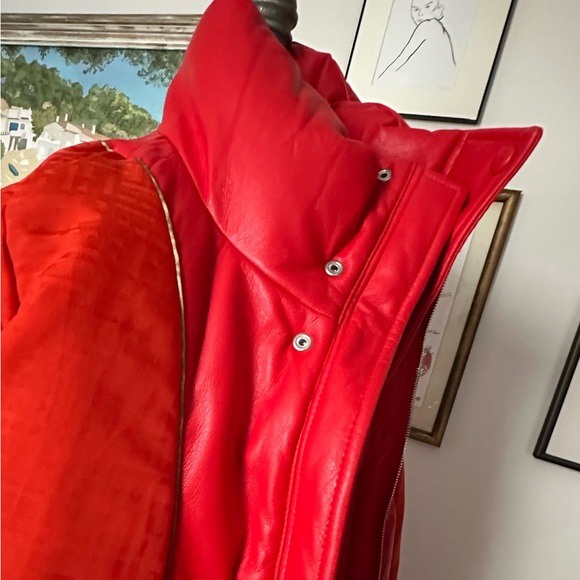 Luxurious Red Leather Puffer Coat by Hugo Boss, VERY rare NEW condition - Picture 13 of 13